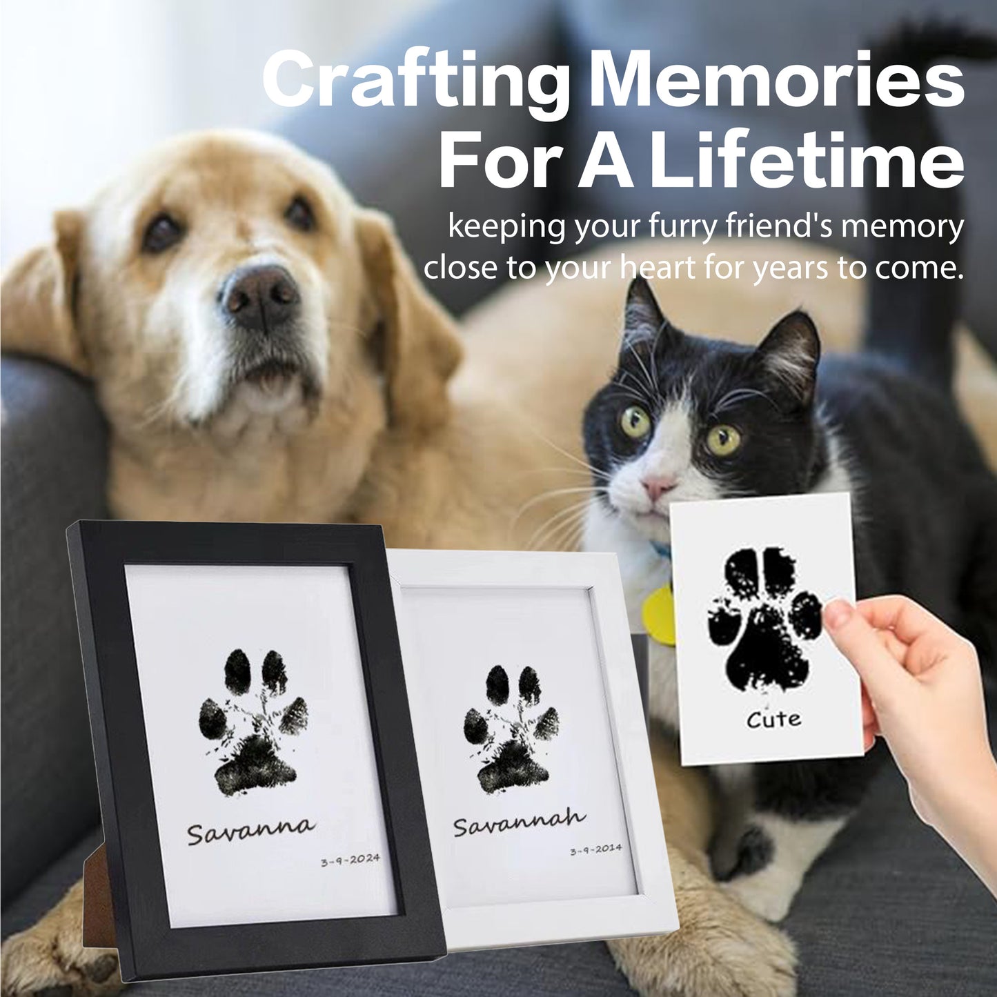 2025 Pet Paw Printing Frame Kit Personalized Memorial Picture Frame With Ink Customization Tool Keepsake Picture Frame Kit DIY Dog Pet Gift