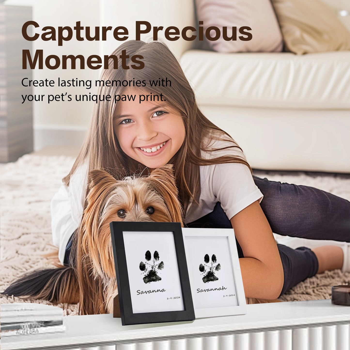 2025 Pet Paw Printing Frame Kit Personalized Memorial Picture Frame With Ink Customization Tool Keepsake Picture Frame Kit DIY Dog Pet Gift